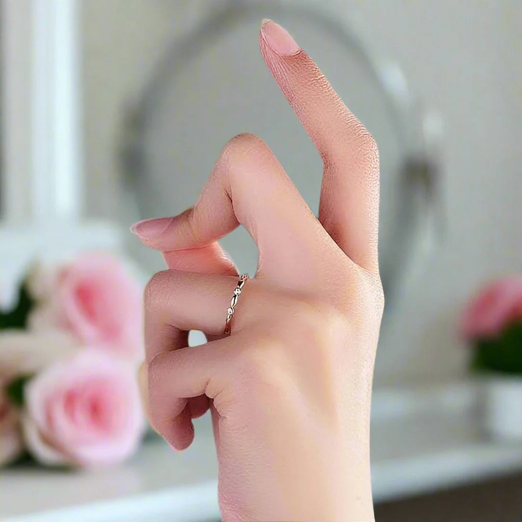 0.03 Ct Diamond 14K Rose Gold Stackable Ring