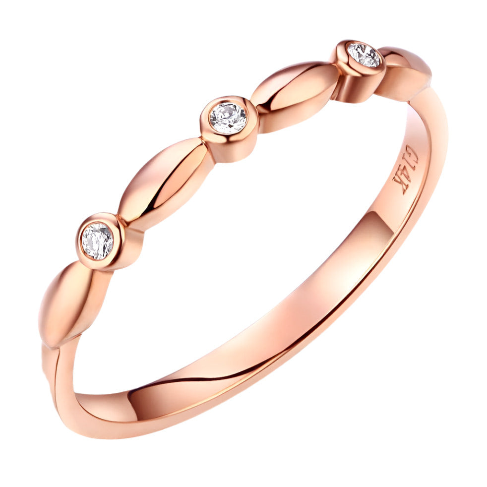 0.03 Ct Diamond 14K Rose Gold Stackable Ring