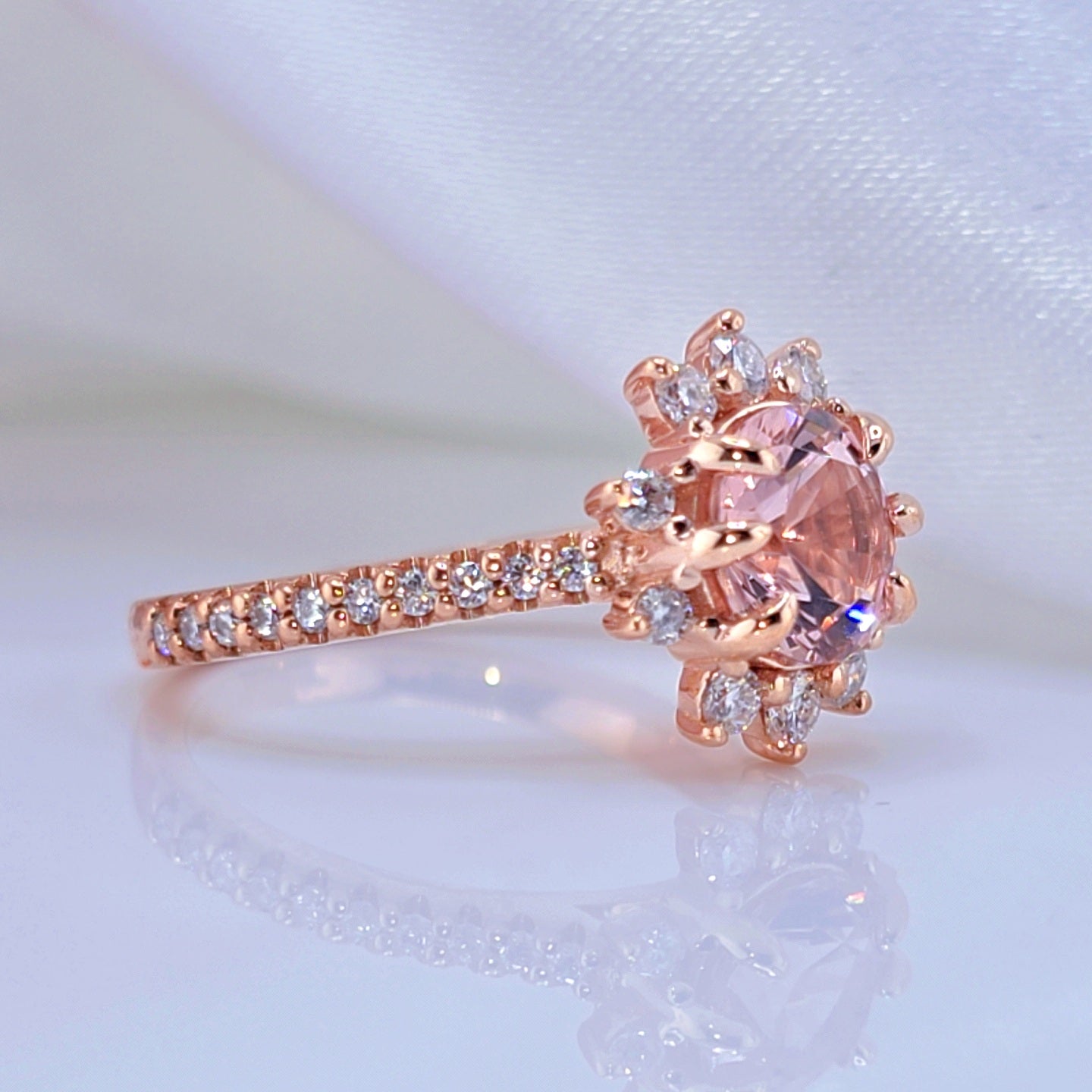 10k Rose Gold Morganite Gemstone Engagement Ring