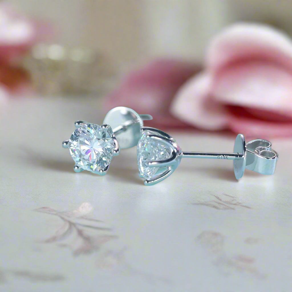 14k White Gold 1.0 Ct Lab Grown Diamond Stud Earrings