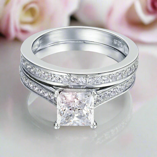 VIP Custom Ring- 1.5 Carat Princess Cut Wedding Ring Set (Aftersale Service)