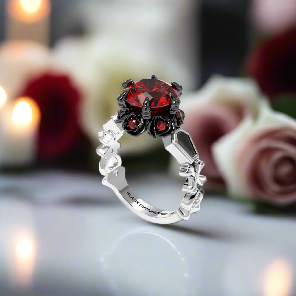 Through Eternity Ring- 3 ct Round Cut Diamond with Spider Legs Gothic Wedding Ring