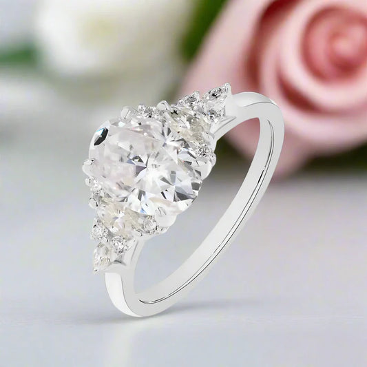 3.0Ct Oval-cut Diamond White Gold Engagement Ring