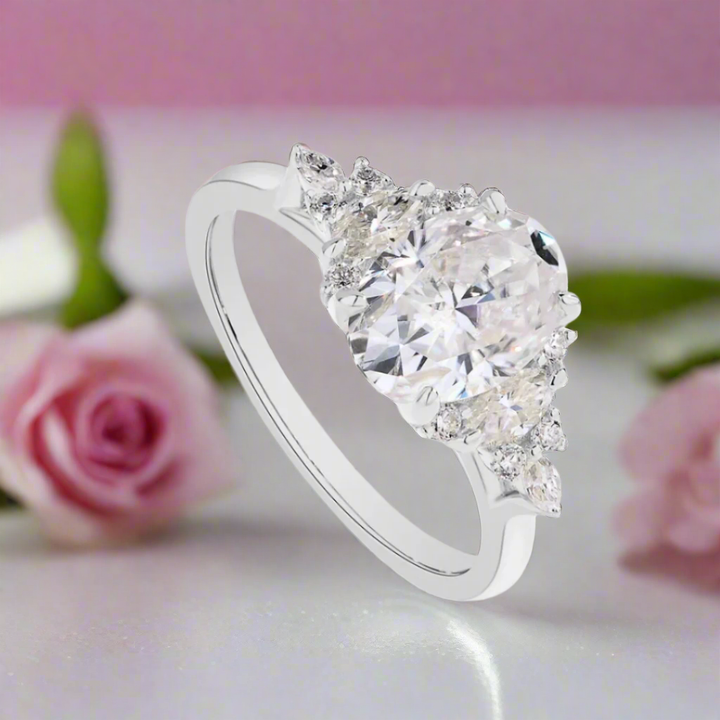3.0Ct Oval-cut Diamond White Gold Engagement Ring