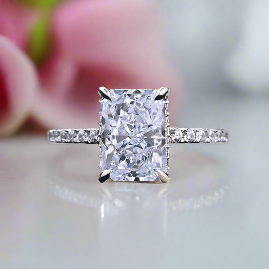 VIP Custom Dream Ring- Platinum 3.5ct Simulated Diamond Radiant Cut Wedding Ring Set (Aftersale Service)