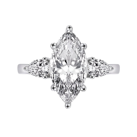 4.0 Ctw Marquise & Pear Cut Diamond Engagement Ring