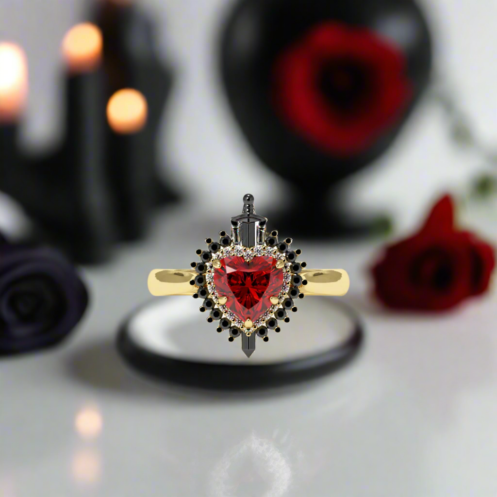 Against All Odds- Heart Shape Diamond Gothic Engagement Ring