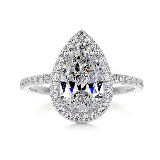 6.0 ct Pear Cut Diamond Halo White Gold Engagement Ring