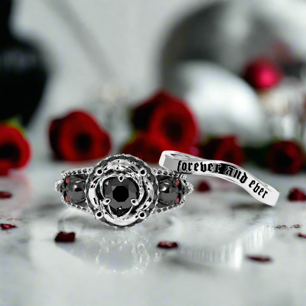 Forever And Ever Wedding Rings- 14k Rose Gold with Skulls