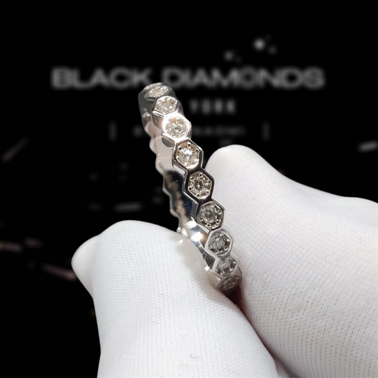 1.0 Ct Round Cut D Color Diamond Honeycomb Shape Wedding Band