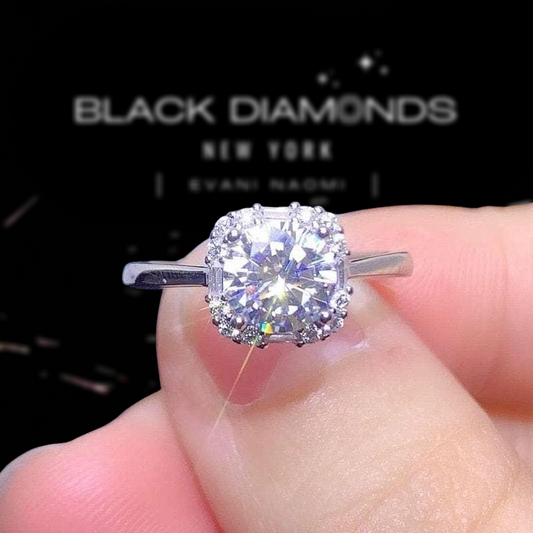 1.0 Ct Round Cut Diamond Halo Engagement Ring
