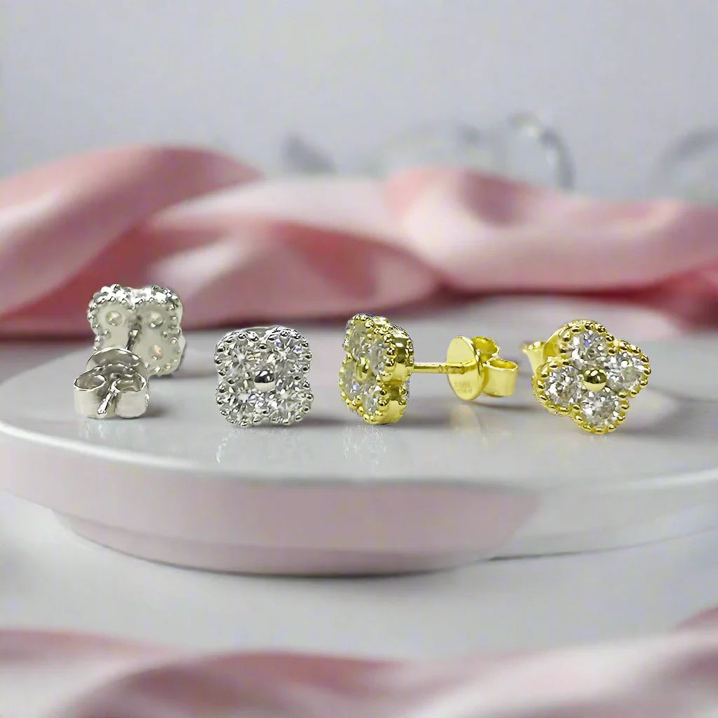 Four Clover Leaf Certified Moissanite Jewelry Set