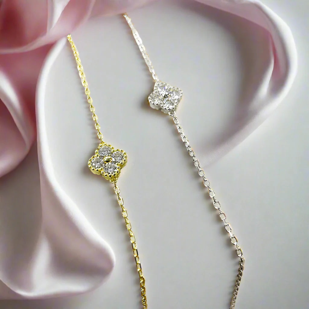 Four Clover Leaf Certified Moissanite Jewelry Set