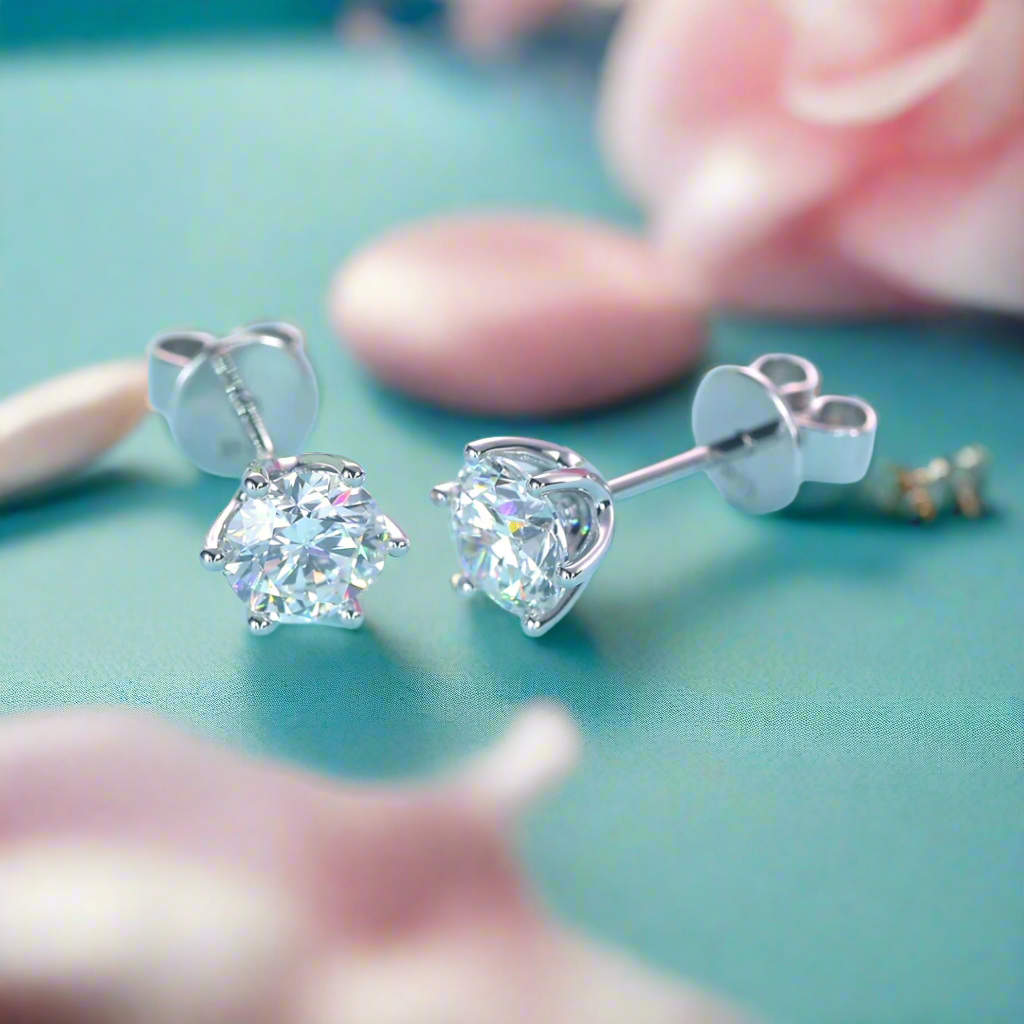 14k White Gold 1.0 Ct Lab Grown Diamond Stud Earrings
