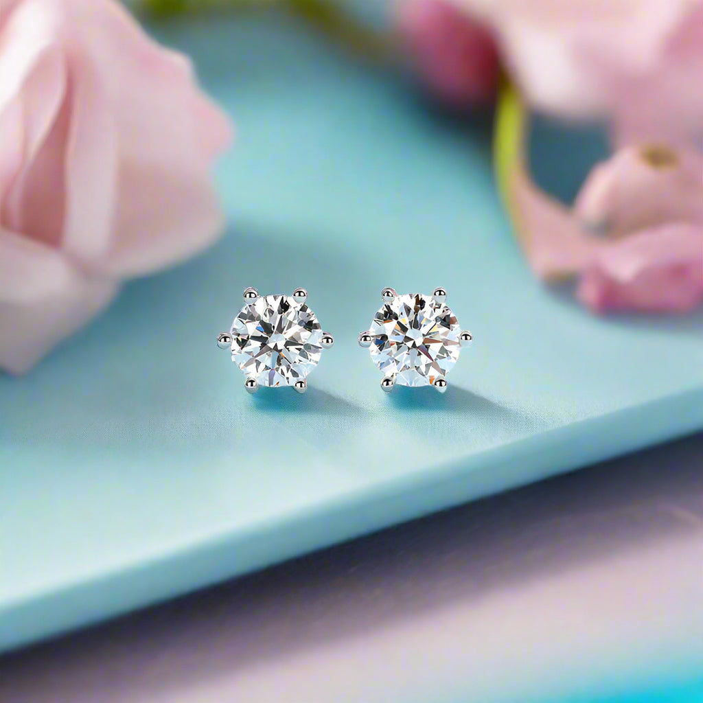 14k White Gold 1.0 Ct Lab Grown Diamond Stud Earrings