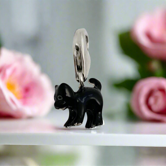 Black Cat Enamel Charm Pendant