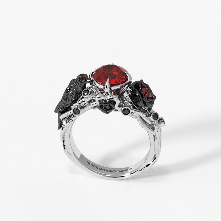 Black Crow- 1.25 Carat Diamond Gothic Wedding Ring