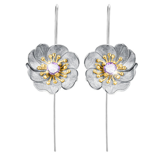 Blooming Anemone Flower Dangle Earrings