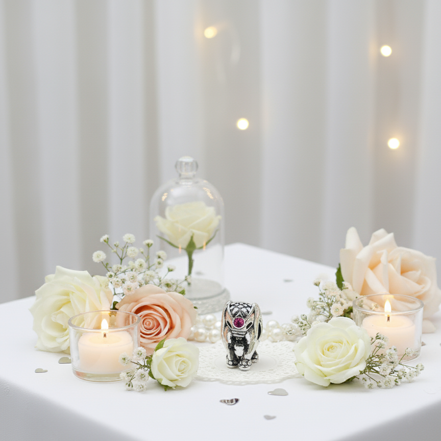 Charming Circus Elephant with Pink Diamond Charm
