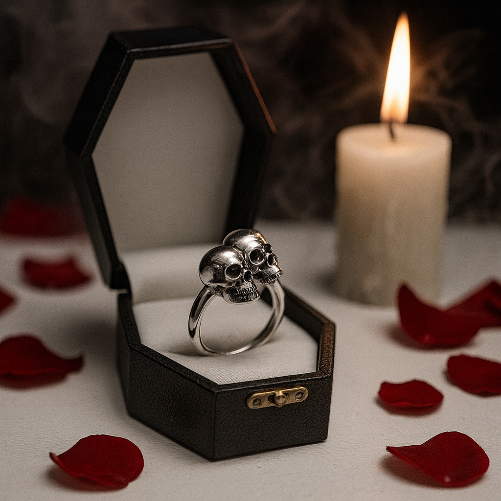 Double Skull Retro Punk Ring