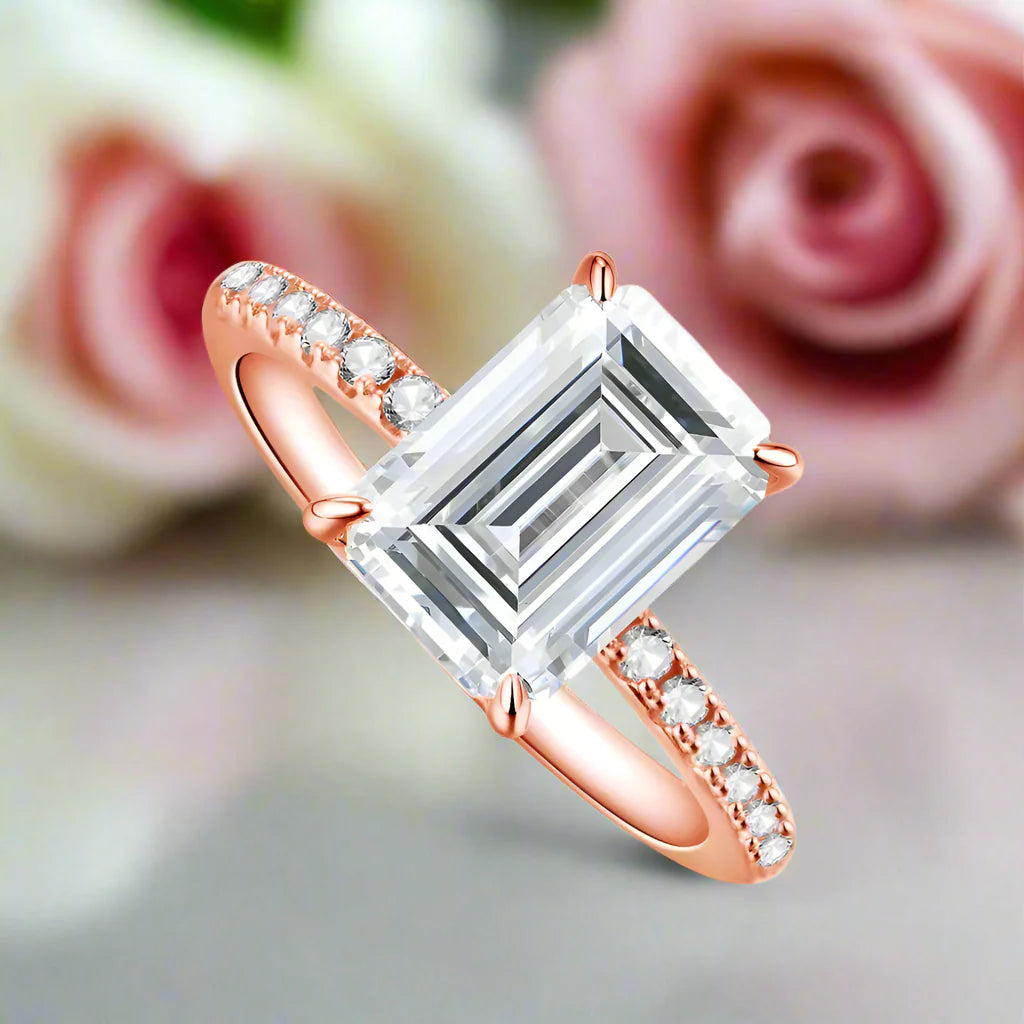 Emerald-cut Diamond Half-eternity Engagement Ring