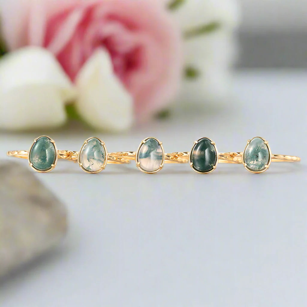 Natural Moss Agate Vintage Ring