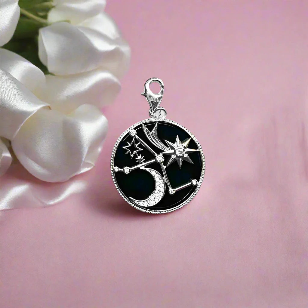 Moon and Stars Constellation Round Pendant