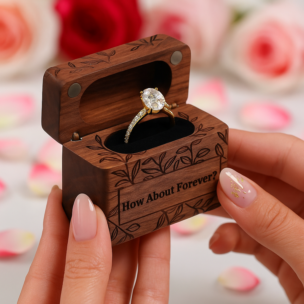 How About Forever Wooden Proposal Ring Box