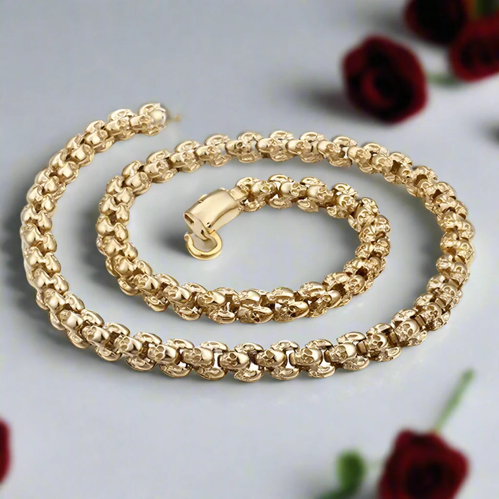 Rock Skull Head Link Chain Punk Necklace