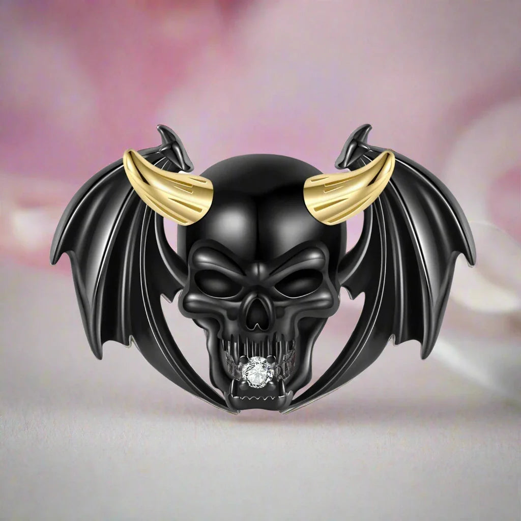 Black Skeleton Mask Pendant Necklace