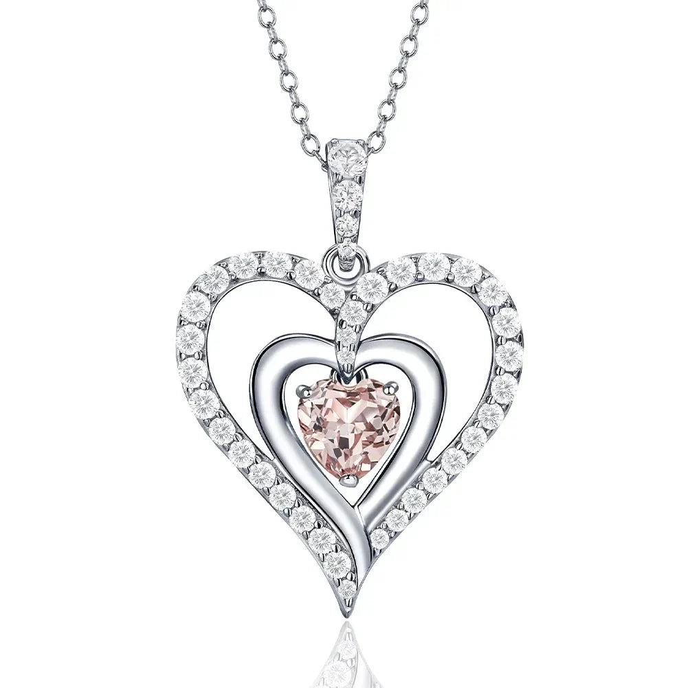 12 Birthstone Gemstone Heart-shaped Necklace