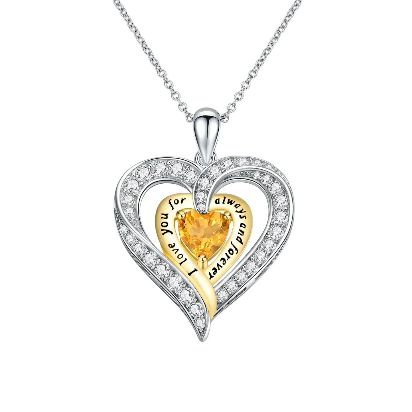 Birthstone Heart Pendant Necklace