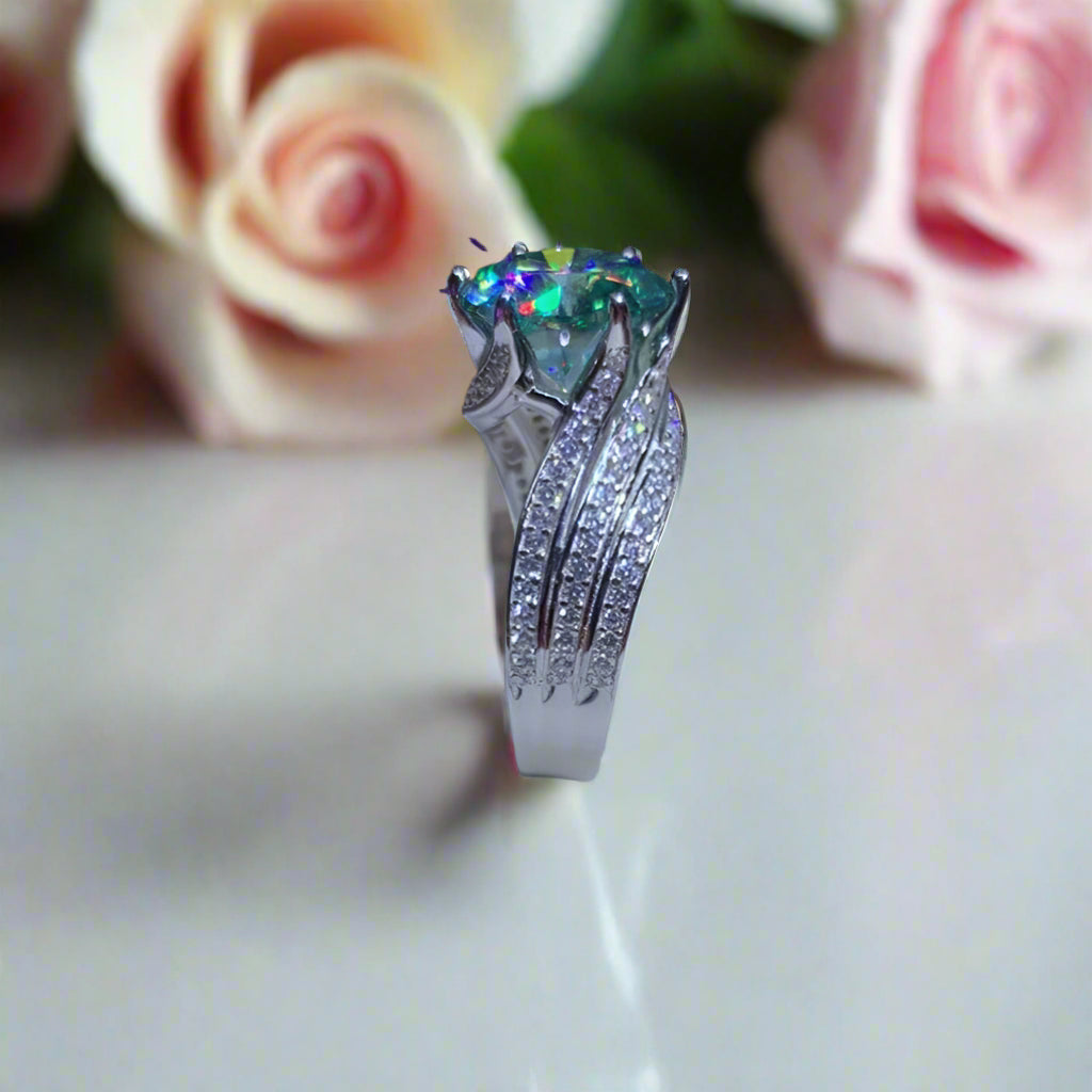 5ct Green Diamond Wedding Ring