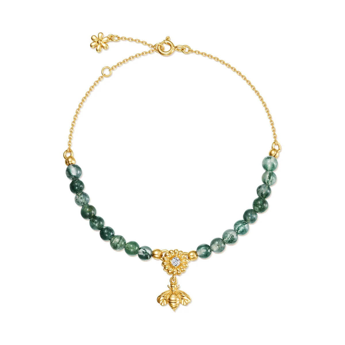 Moss Agate Beads Strand Bracelet