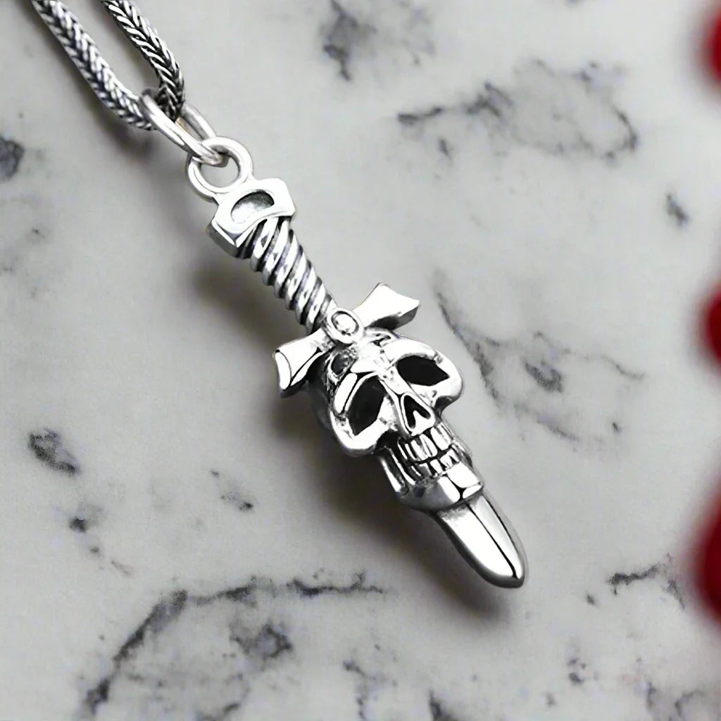 Vintage Punk Rock Skull Sword Pendant