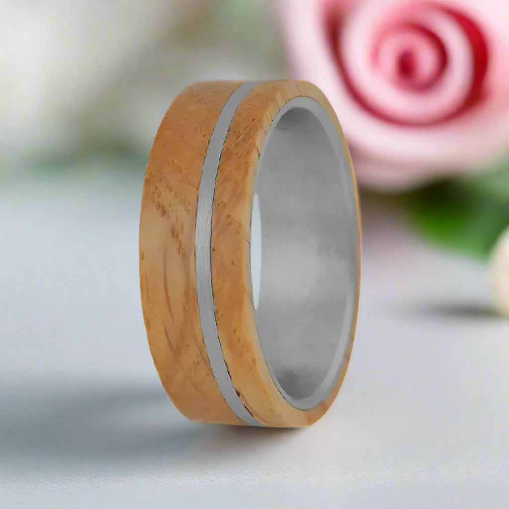 Solid Wood Titanium Steel Ring Men's Ring