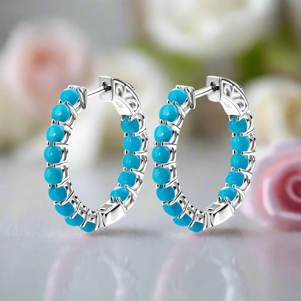Round-cut Opal Gemstone Huggie Earrings