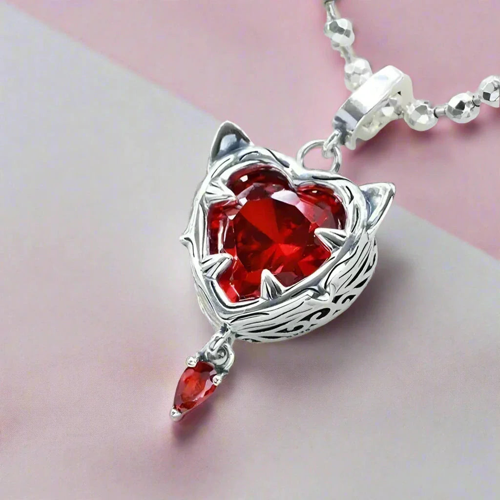 Sweet and Versatile Heart-shaped Cat Pendant