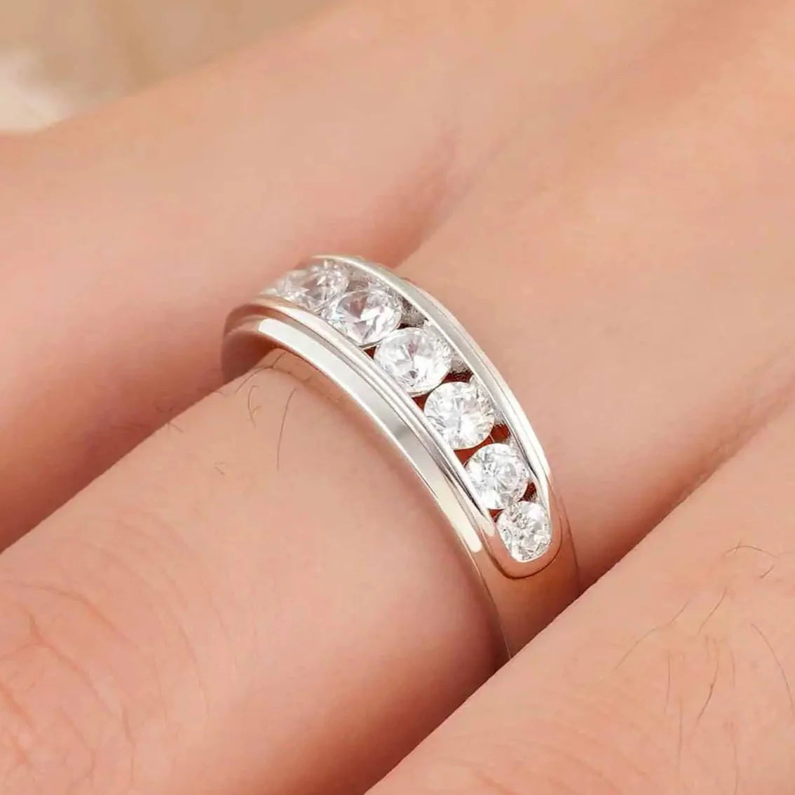 Elegant Round Cut Diamond Eternity Wedding Band