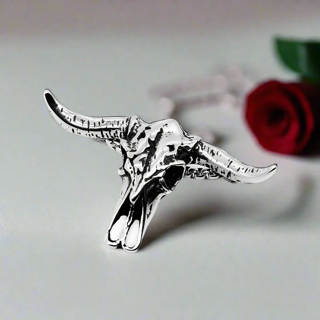Hip Hop Bull Head Skull Punk Necklace