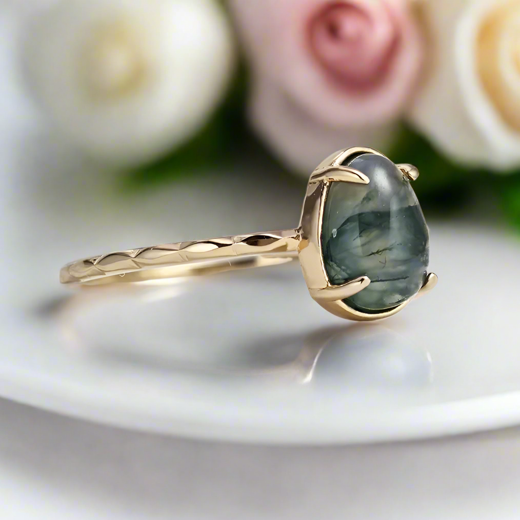 Natural Moss Agate Vintage Ring