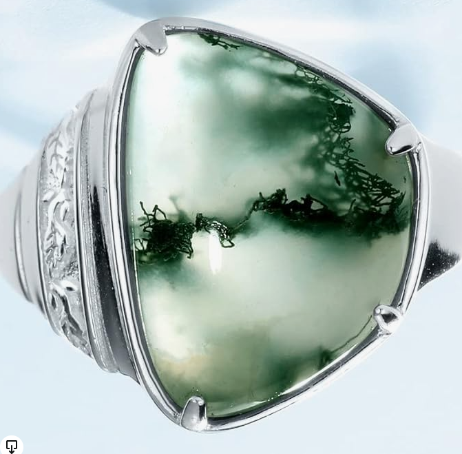 Moss Agate Vintage Style Ring