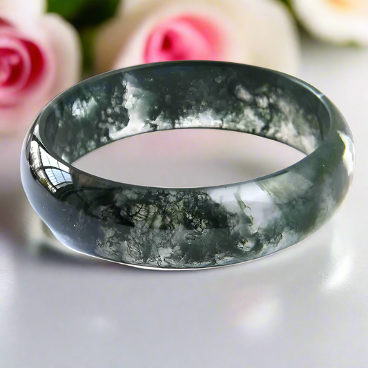 Aquatic Moss Agate Bangle