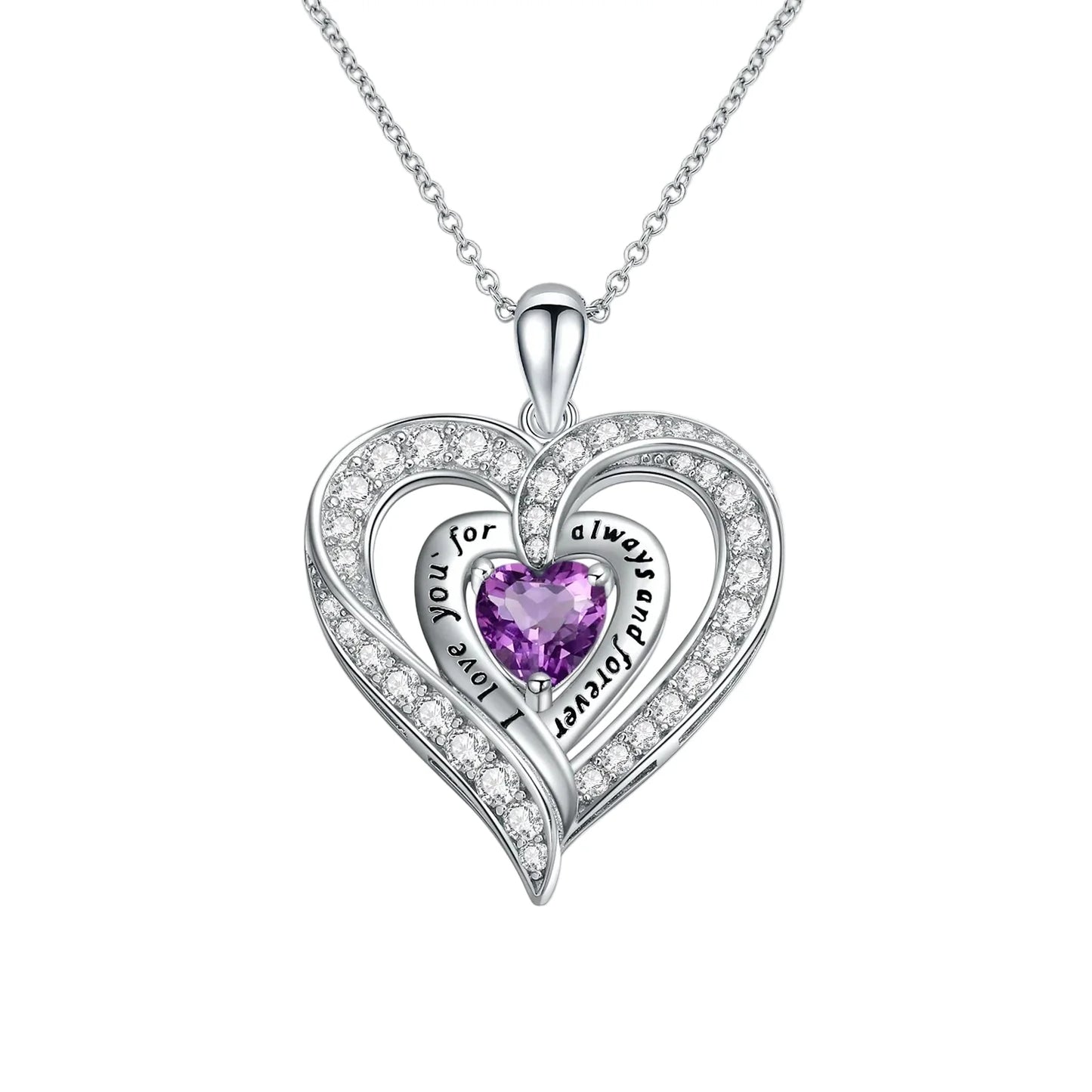 Birthstone Heart Pendant Necklace