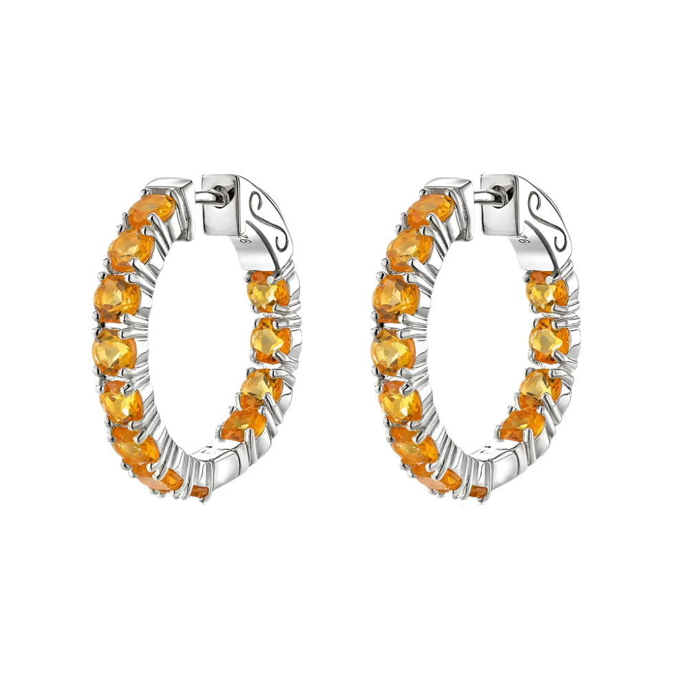 Classic Natural Gemstone Hoop Earrings