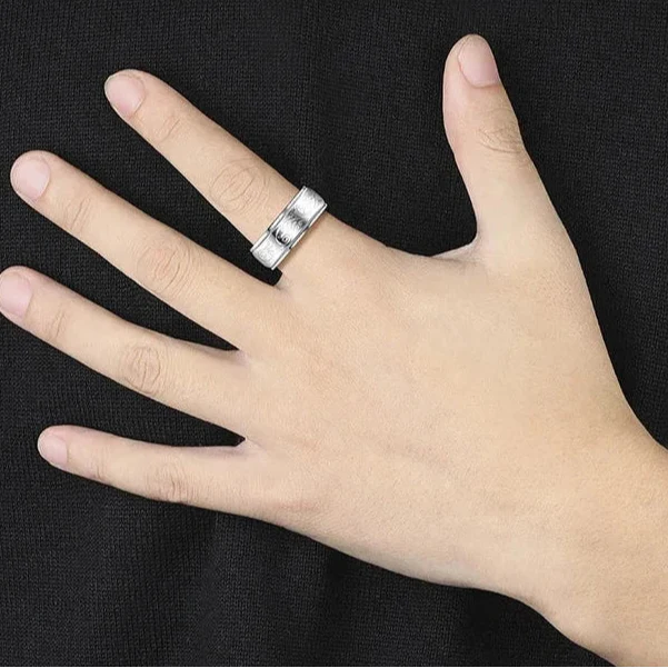 Simple Black Domed Hip-hop Ring Band