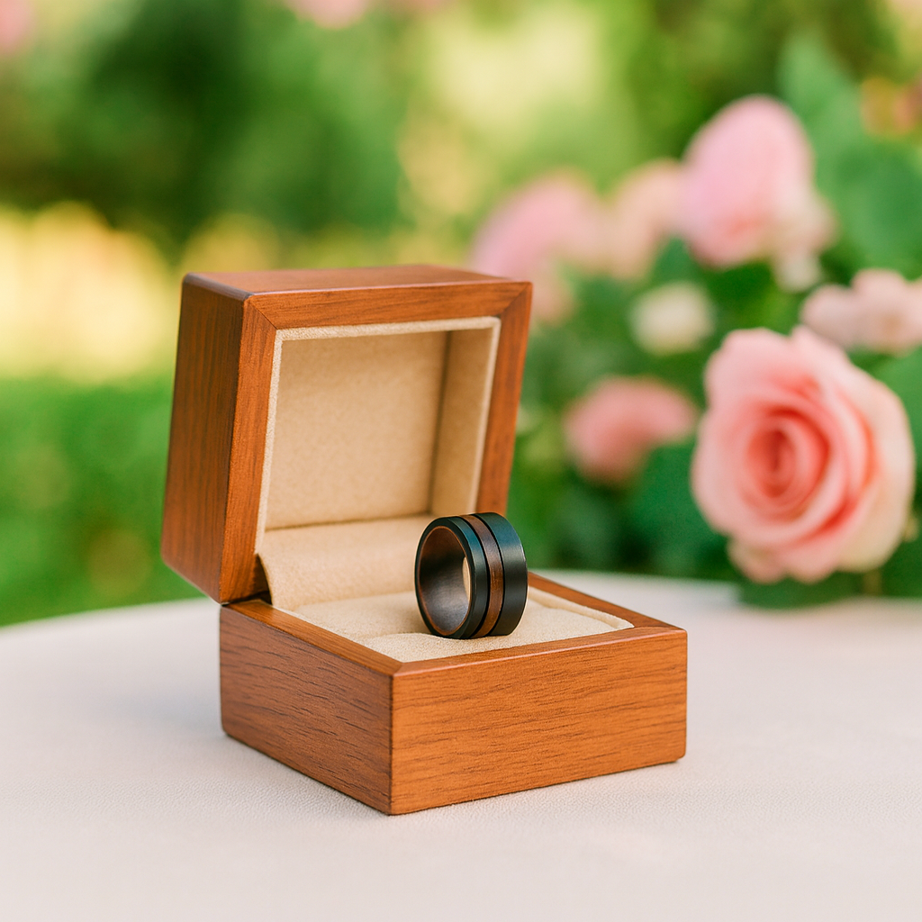 Solid Wood Titanium Steel Ring Men's Ring