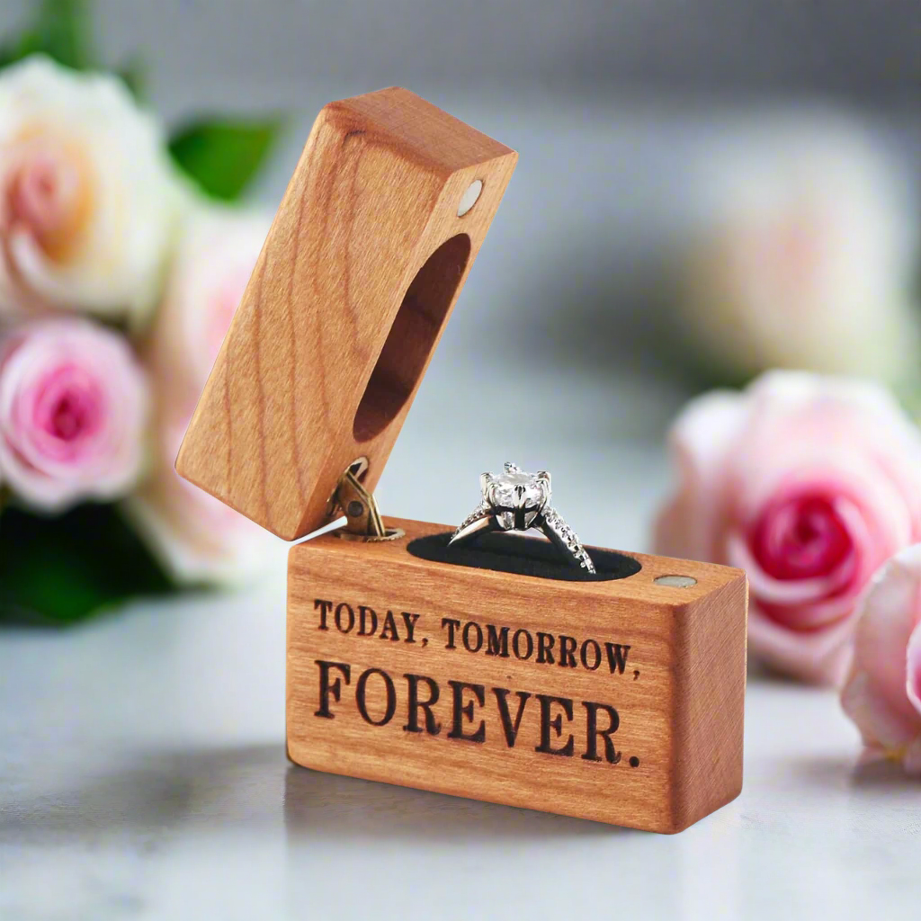 Forever- Mini Wooden Ring Box Single Slot