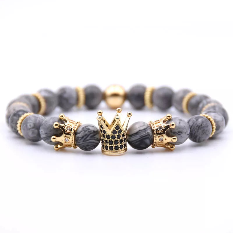 Volcanic Stone Crown Bead Bracelet
