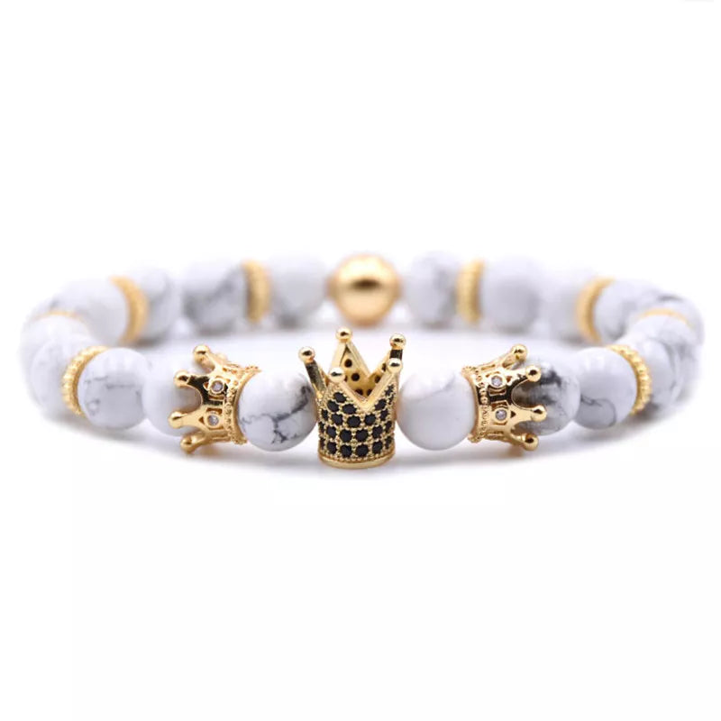 Volcanic Stone Crown Bead Bracelet